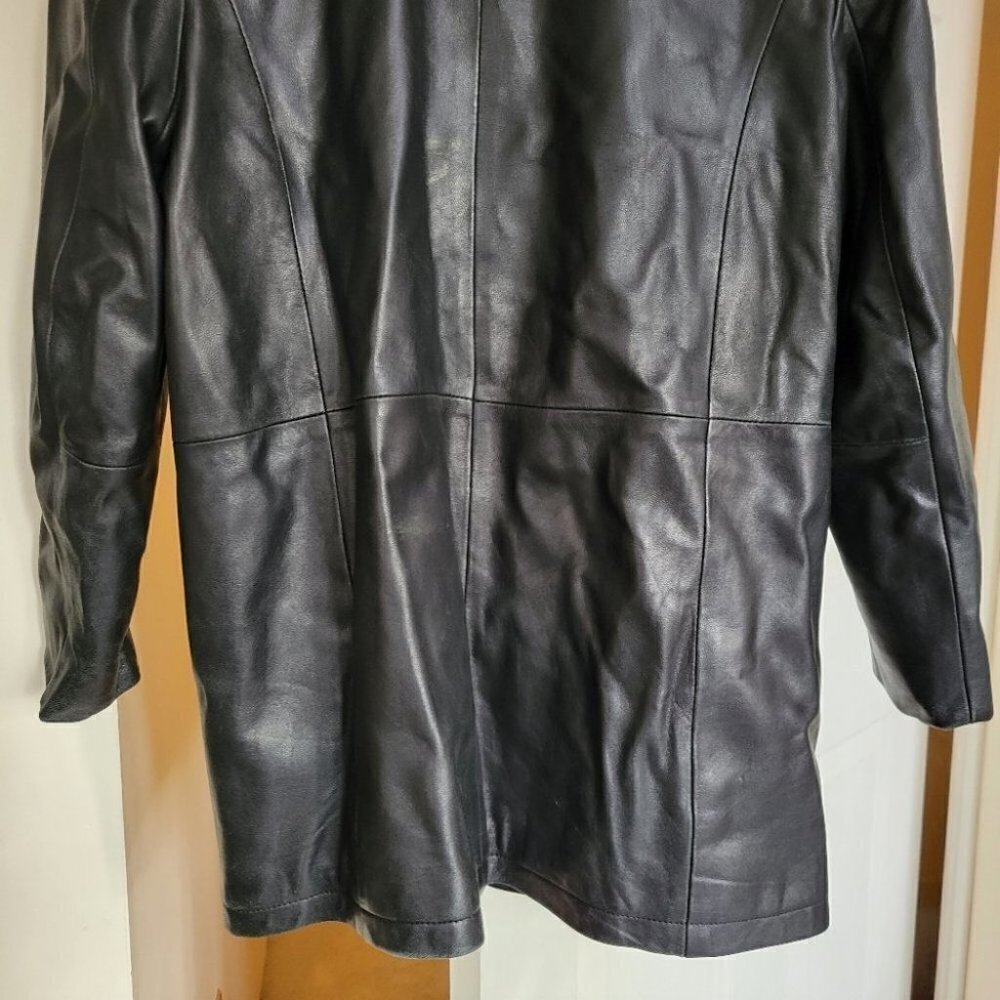 90s y2k vintage Leather blazer  jacket oversized small - Picture 10 of 14